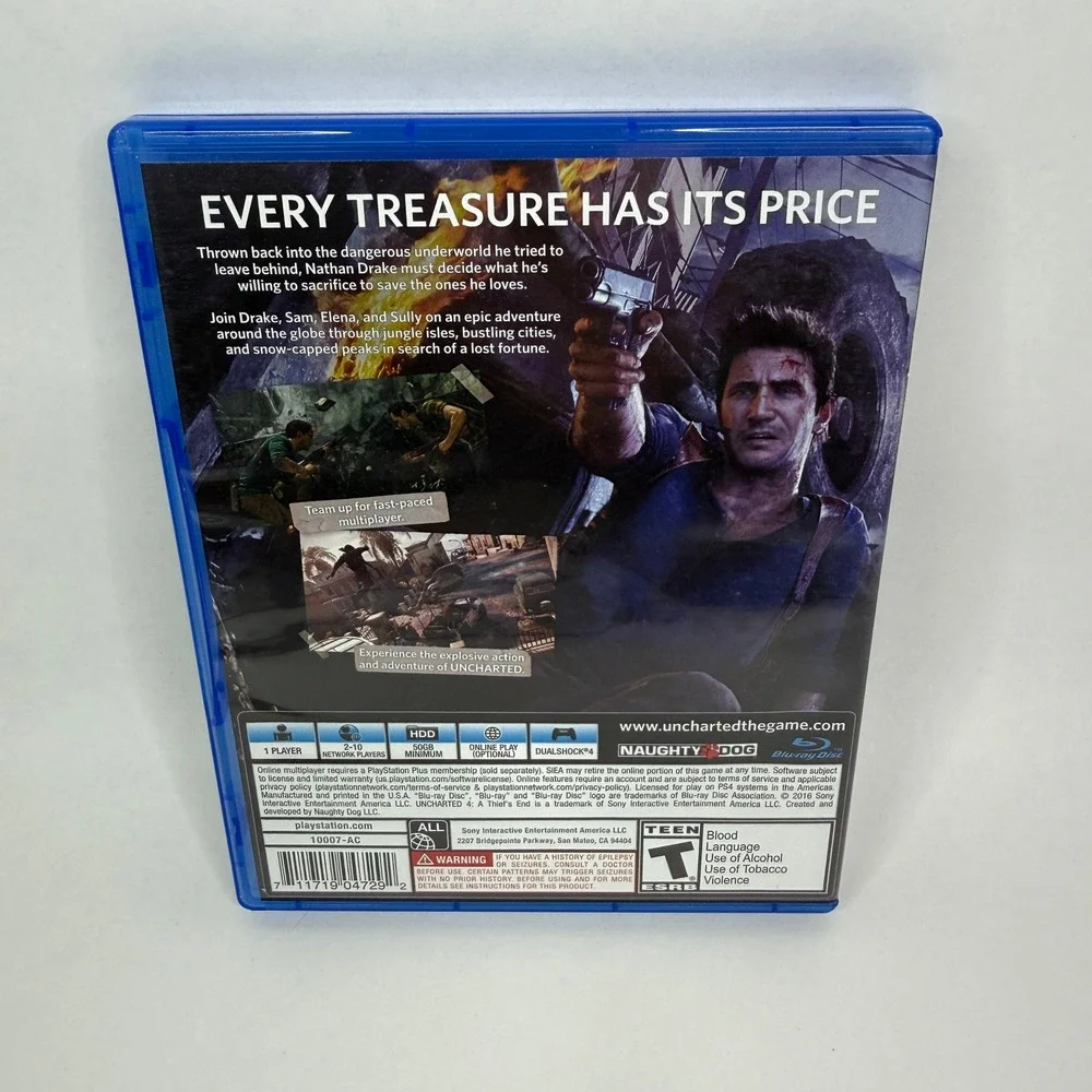 Uncharted 4 A Thief's End Sony PlayStation 4 PS4 Action Adventure Game 2016